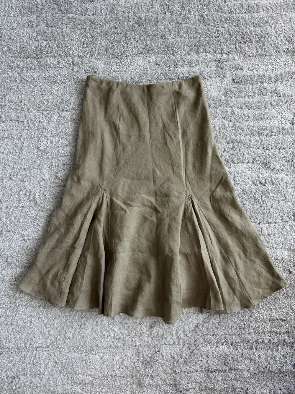 NWOT J.Crew Size Small Gwyneth Flounce Hem 100% Linen Midi Skirt